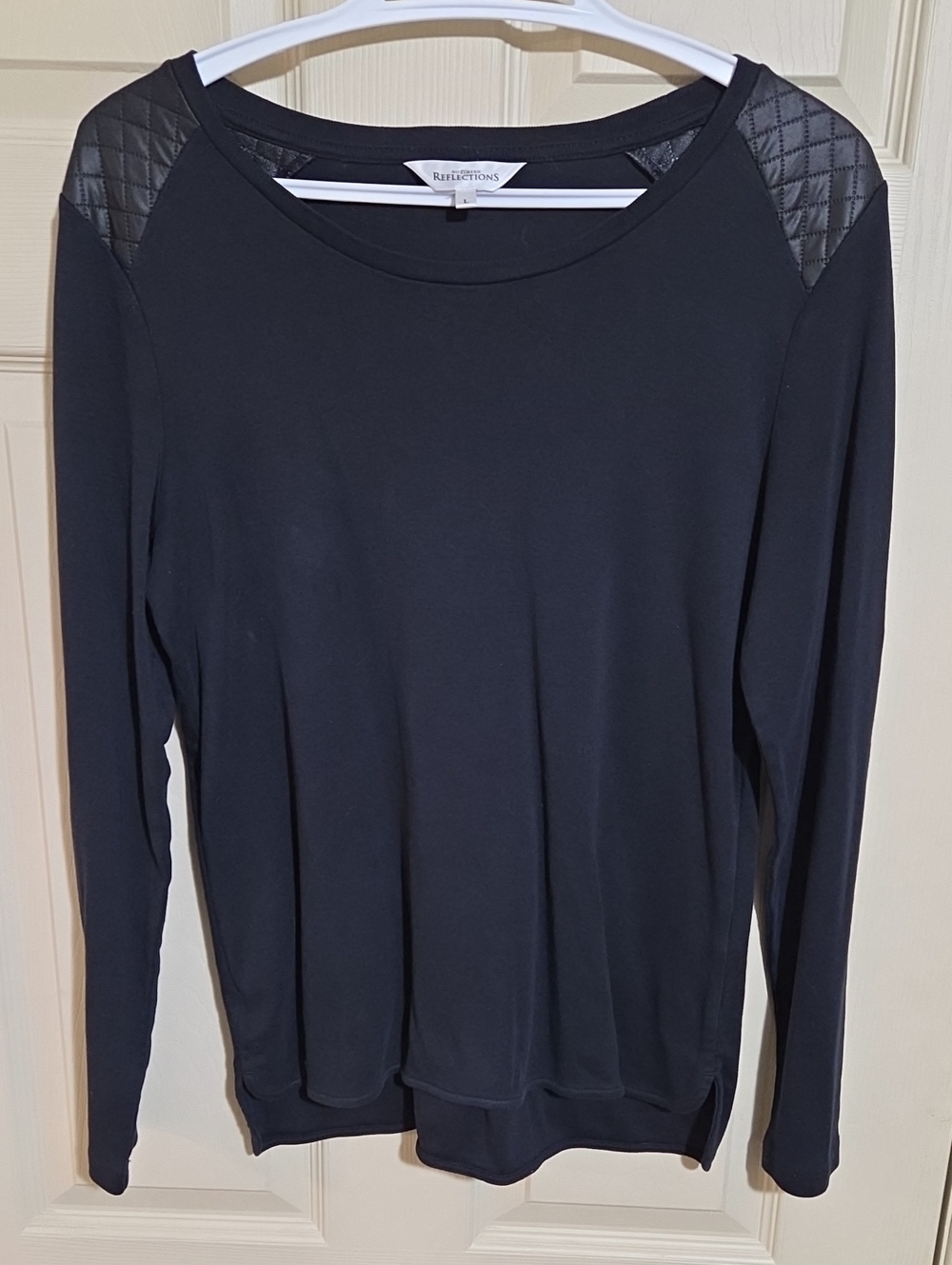 Northern Reflections Black Long Sleeve Top with Quilted Shoulder Panels